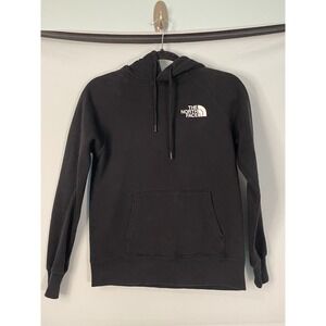 The North Face Womens Black Hoodie Top Logo Graphic Sleeve Pocket Size XS